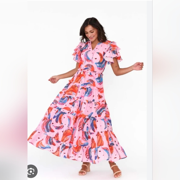 Dresses & Skirts - Maude Vivante Sana Colorful Ruffled Maxi Dress Small